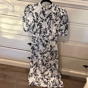 Zara Black and White Floral Long Sleeve Dress